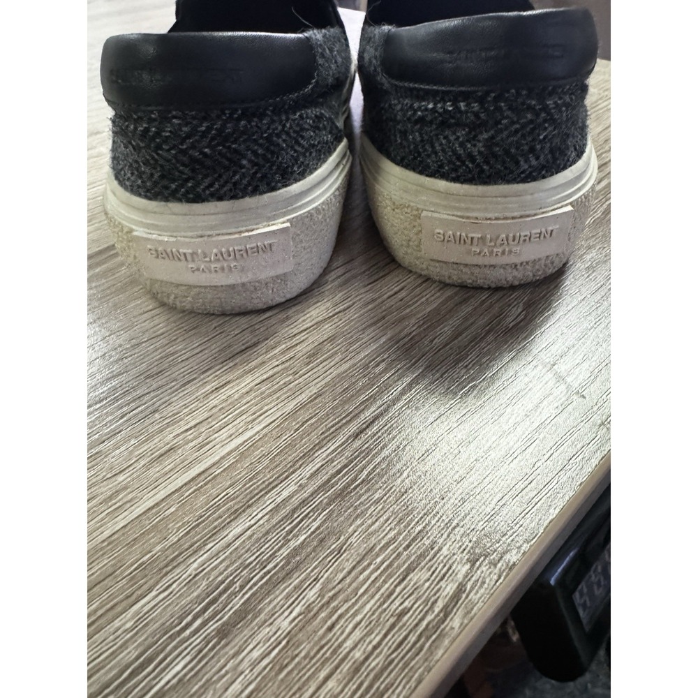 Saint Laurent Loafer Shoe Grey Wool With White Soles Slip On Back Size 36 SB23 - Picture 3 of 6